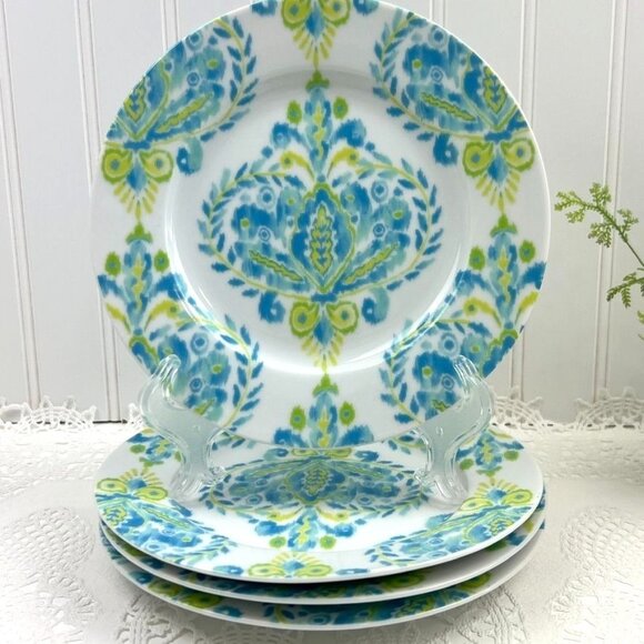 Johara by Dena Home Set of 4 Porcelain Salad Plates 8" Blue Yellow - Picture 1 of 9
